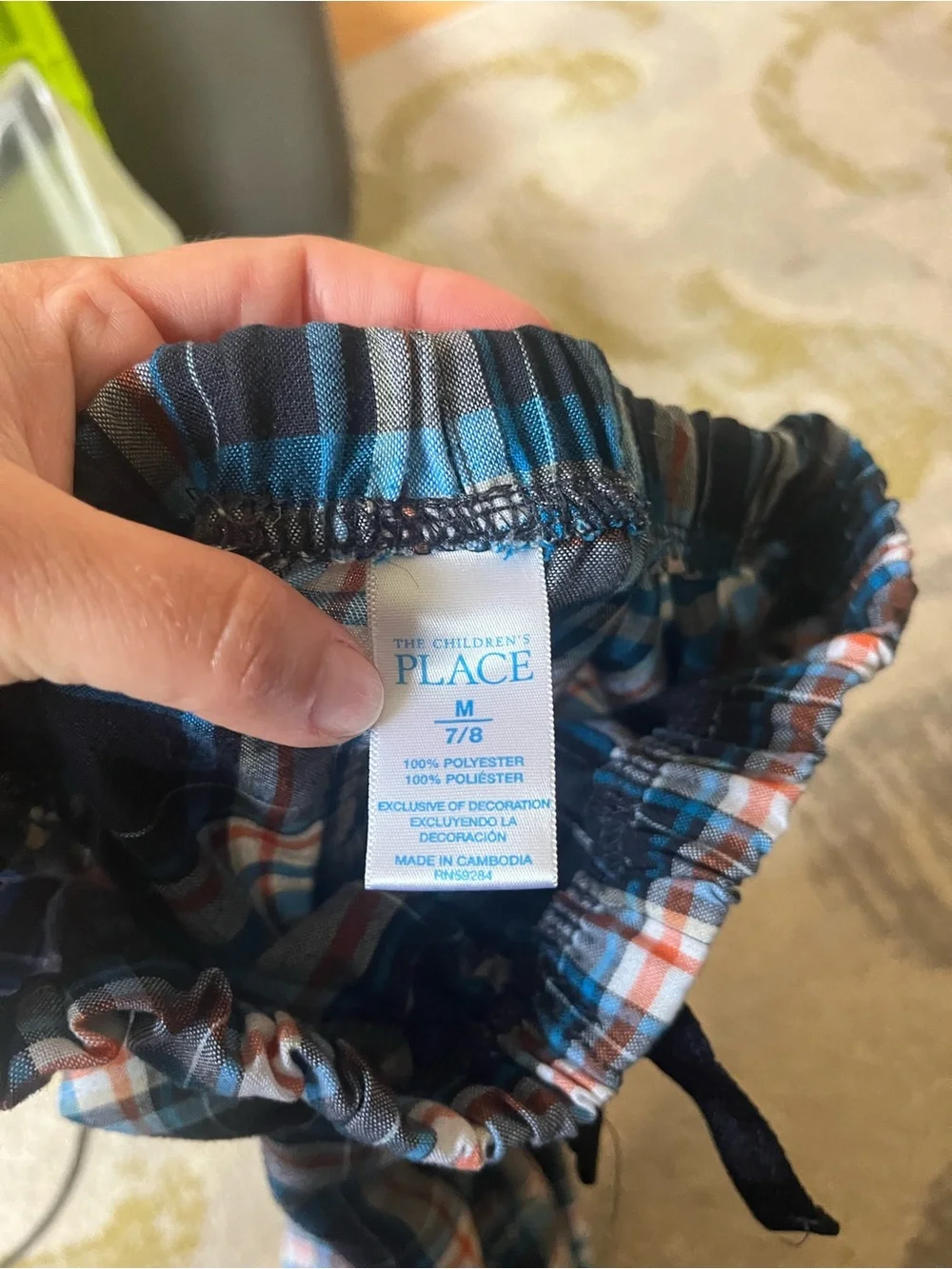 The Children's Place Blue and Rust Plaid Lounge Pants